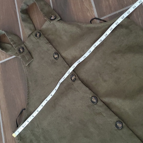 Shein Olive Green Corduroy Overall Button Up Womens Dress XL - Picture 7 of 9